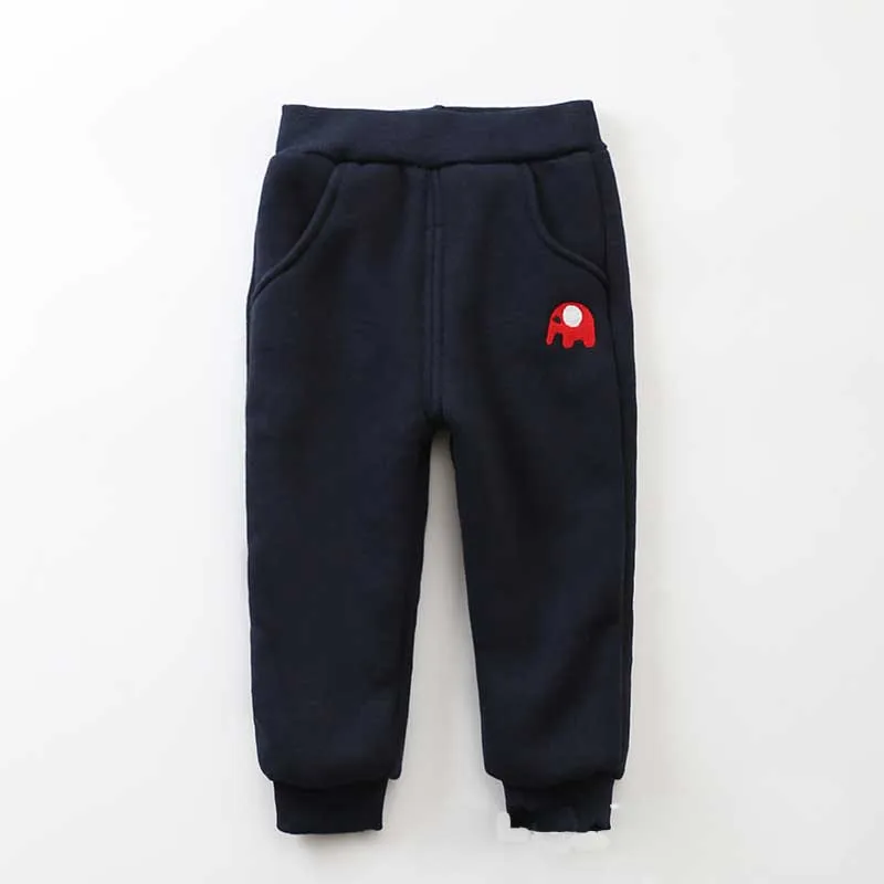 elephant navy blue Теплые зимние штаны для мальчиков; Новинка; повседневные хлопковые плотные бархатные штаны для мальчиков; однотонные спортивные брюки; уличная одежда в полоску - Цвет: elephant navy blue