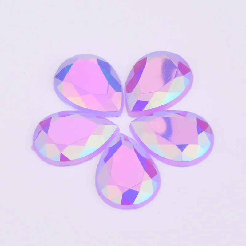JUNAO-10-14mm-Purple-AB-Drop-Rhinestones-Acrylic-Crystal-Stones-Flatback-Strass-Applique-Glue-on-Gems