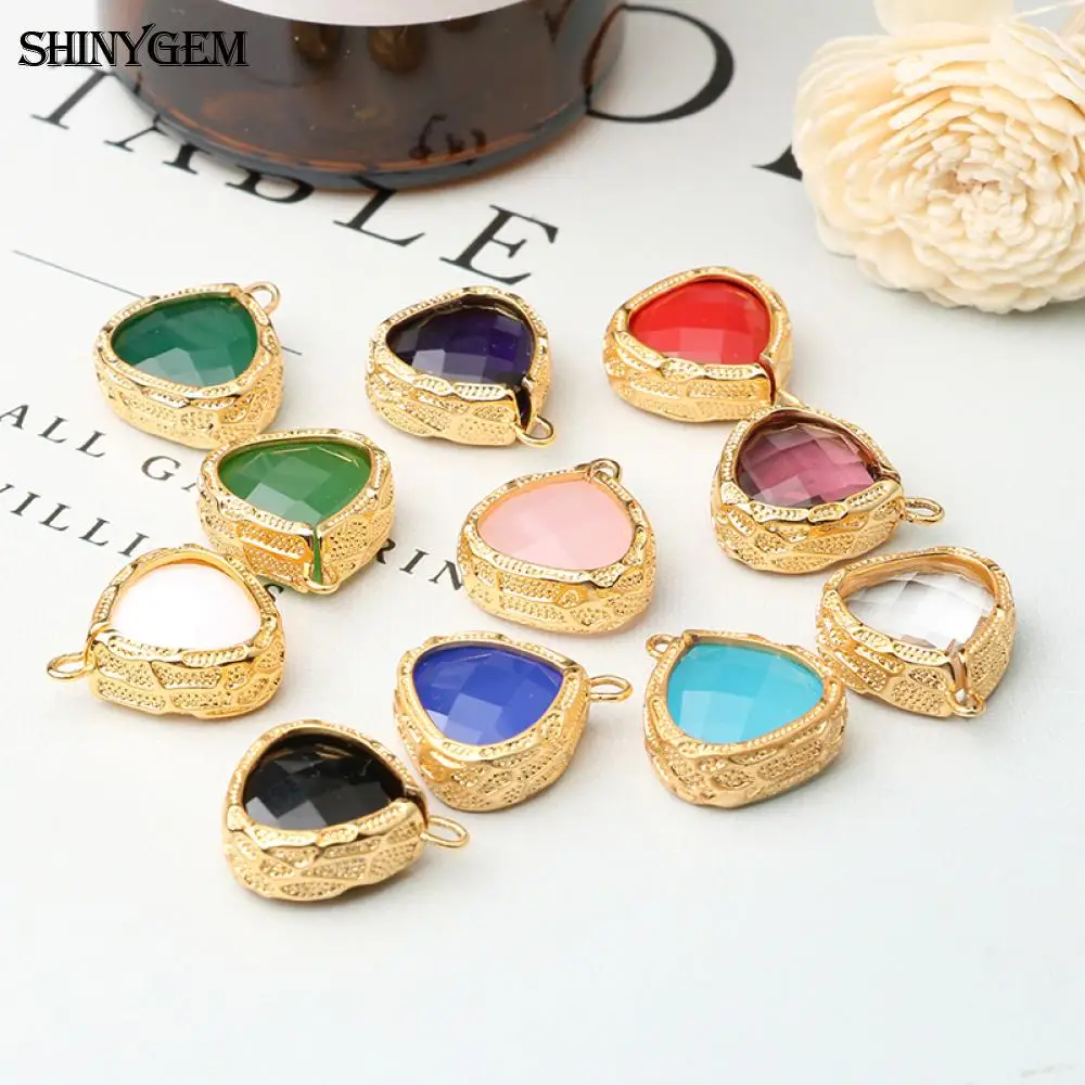 

ShinyGem 14mm Water Drop Shape Crystal Druzy Gold Plating Charm Texture Quartz Glass Pendant DIY Jewelry Making Necklace