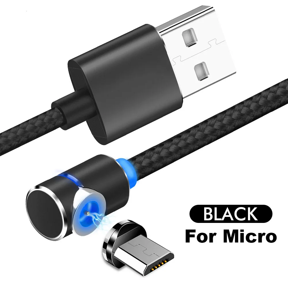 CASPTM USB кабель с магнитной зарядкой USB для iPhone 11 Быстрая зарядка Micro usb кабель для передачи данных type C USB зарядный шнур 1 м 2 м - Цвет: For Micro Black