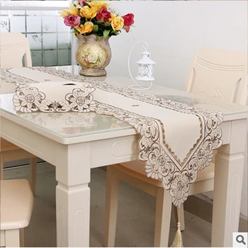 

Dining Room Fashion Pastoral Style Covers Waterproof Embroidered Elegant Floral Decorative Home Tablecloth Table Runner