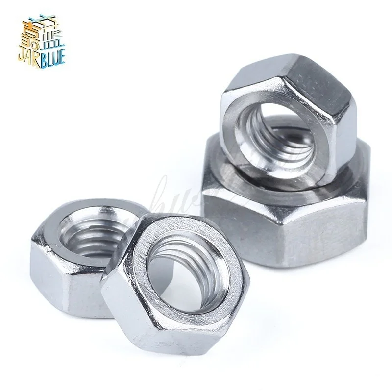 Free shipping 50 pcs/lot Metric thread DIN934 M1.6,M2,M2.5,M3,M4,M5,M6  304 Stainless Steel Hex Nuts