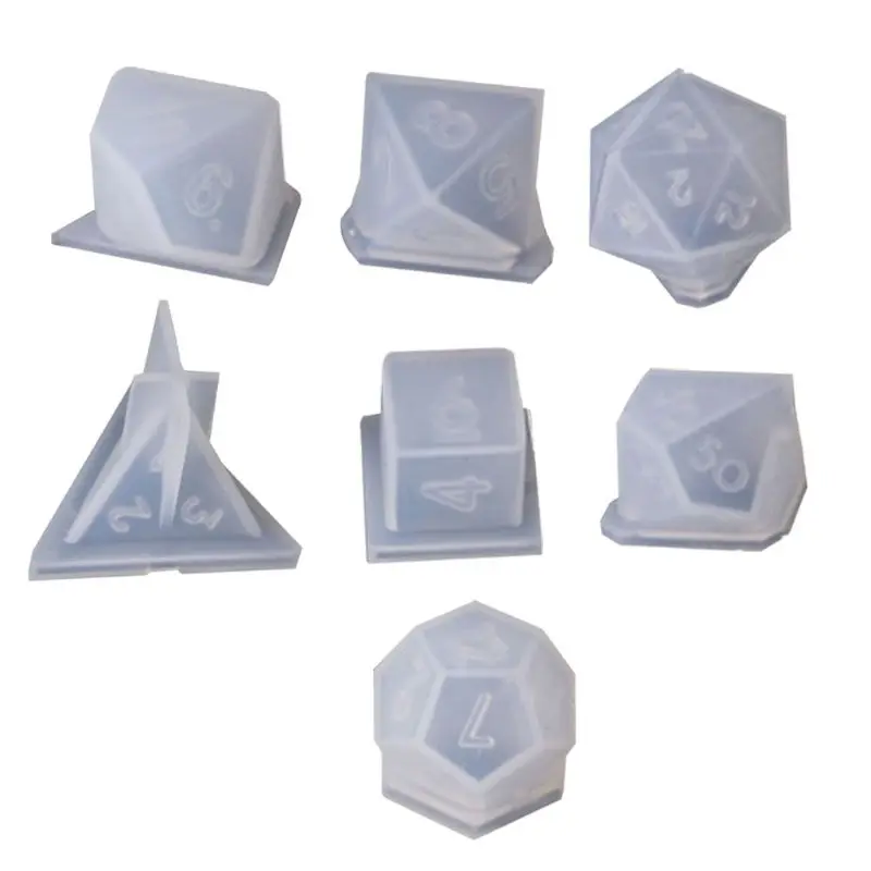 7 Shapes Epoxy Resin Dice Fillet Square Triangle Dice Mold Dice Digital Game Silicone Mould