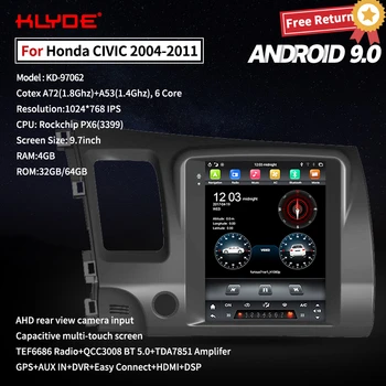 

Klyde For Honda CIVIC 2004-2011 Android 9 Car GPS Navigation Tesla Style Car Radio Multimedia Player Stereo Head Unit Carplay