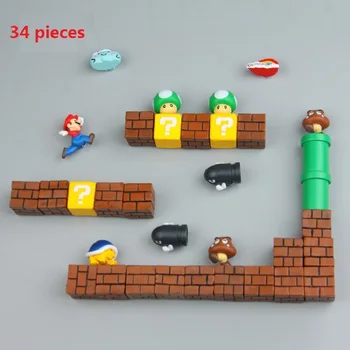 

34 pcs 3D Super Mario Bros Fridge Magnets Refrigerator Magnet Message Sticker Adult Man Girl Boy Kids Children Toy Birthday Gift