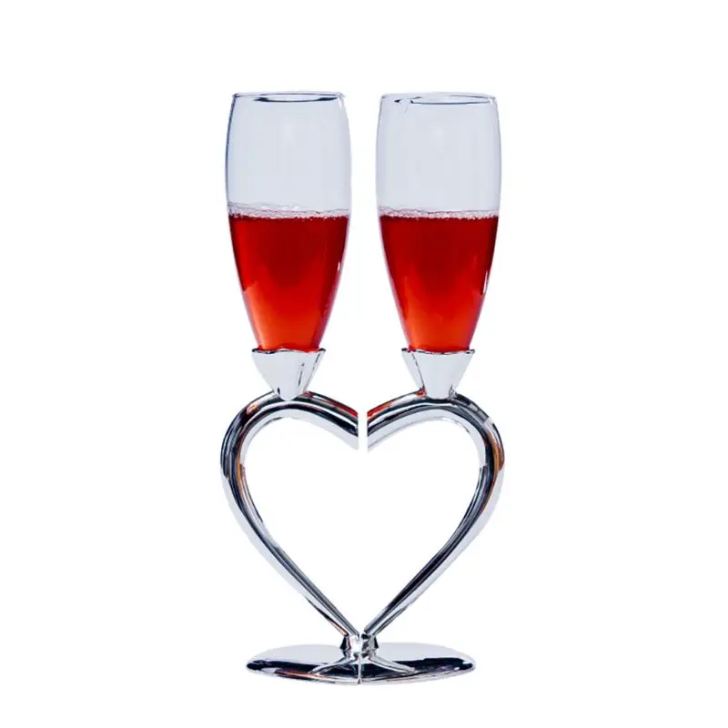 

Champagne Toasting Flutes Wedding Accessories, Linked Love, Set of 2,Silver E65B