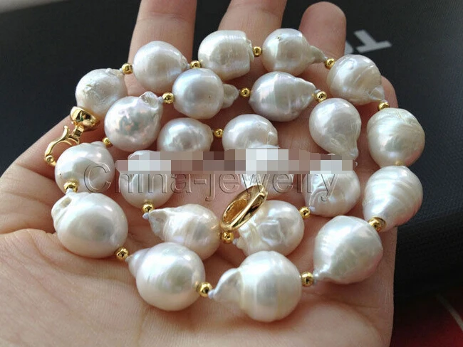 929+++Beautiful 17&quot 20mm white Reborn Keshi baroque FW pearl necklace-14k | Украшения и аксессуары