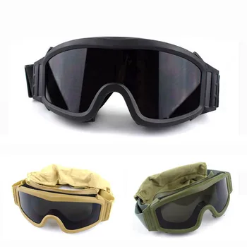 

Safety Glasses Army Military Sunglasses Shooting Airsoft Combat Glasses 3 Interchangeable Anti-Fog Windproof Tactical Goggles