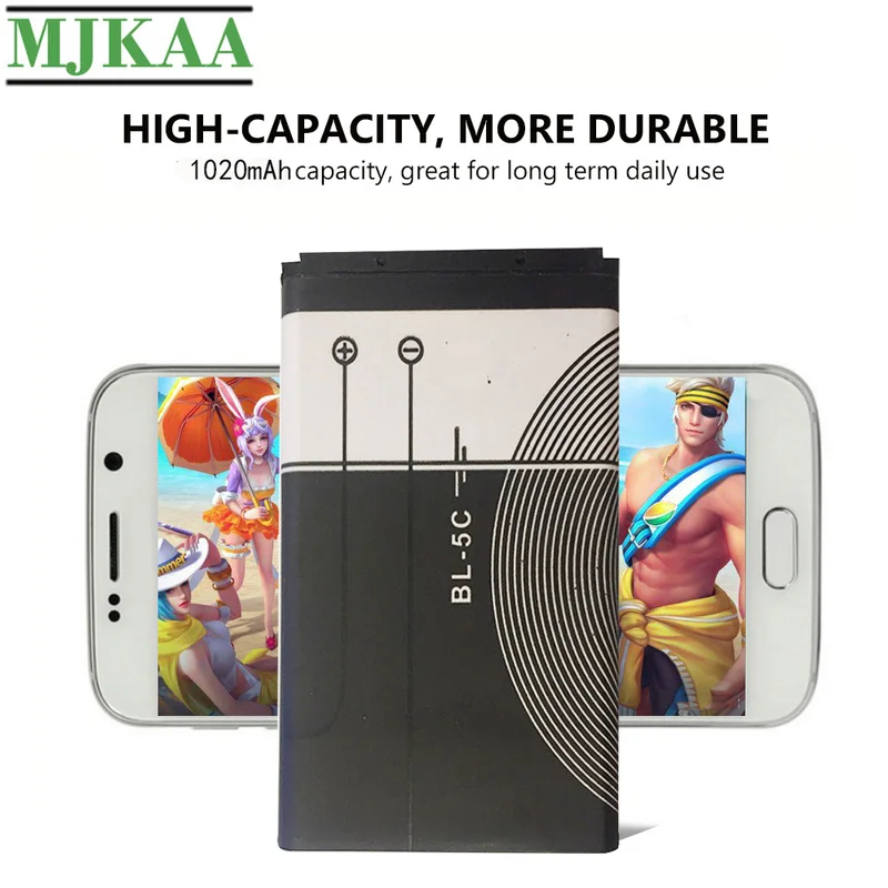 MJKAA 2 шт. BL 5C 3 7 V 3.8Wh 1020mAh батарея для Nokia 1112 1208 1600 1100 1101 2610 2600 2300 6230 6630 n70 n71 n72 n91 e60
