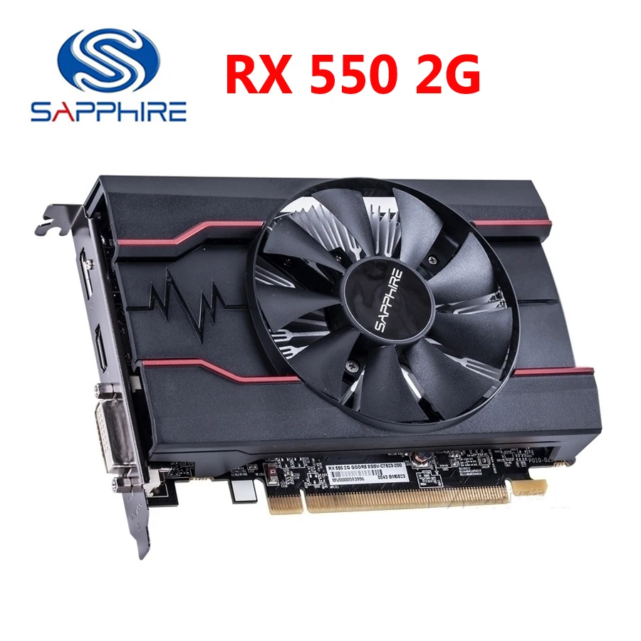 SAPPHIRE RX550 2G B видеокарта GDDR5 видеокарты для карт серии AMD RX 500 RX 550 2G D5 Radeon RX550-2G B HDMI DVI б/у