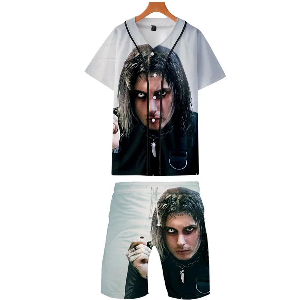 Ghostemane, комплект из двух предметов, куртки и шорты, Kpop, модная новинка, крутой принт, Ghostemane, бейсбольная куртка, набор для мужчин, уличная одежда