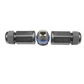 

RJ45 M25 double head waterproof extend Long straight connector shielded Rj45 8P female socket x10