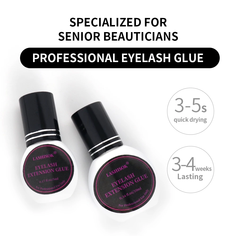 Lashisok Glue Fast Dry Eyelash Glue Eyelash Extension Black Glue Individual Eyelash Glue