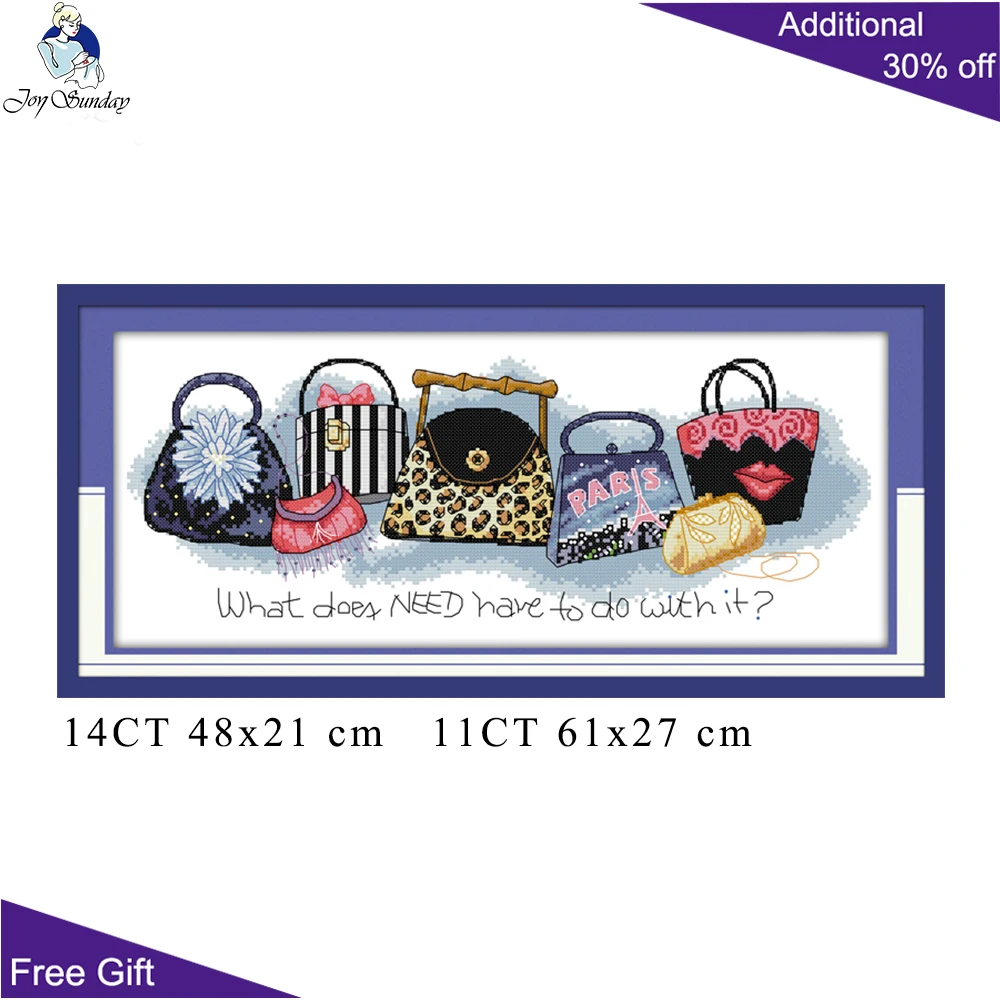 

Joy Sunday Bag Cross Stitch K172 14CT 11CT Counted and Stamped Home Decor Always Be Short Of A Bag Needlepoint Cross Stitch kits