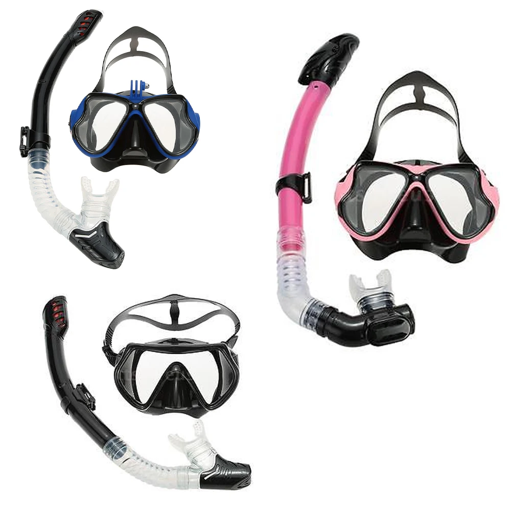 

Adult Diving Masks Scuba Snorkeling Swimming Tempered Glass Goggles Full Dry Tube Snorkeling Mask Full Dry Silicone