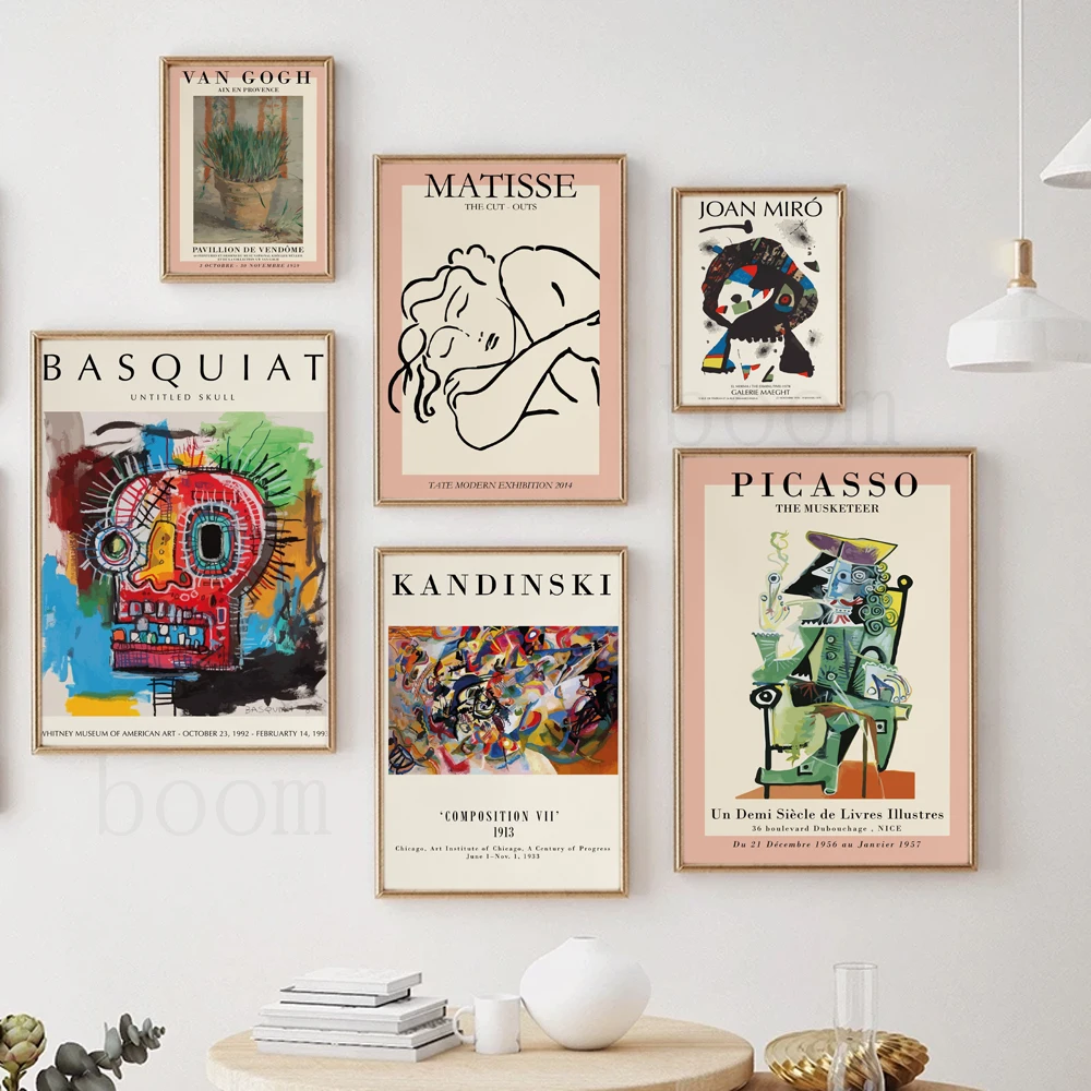 Van Gogh Retro Posters And Print Basquiat Miro Abstract Living Room Wall Art Matisse Picasso Canvas Painting Pictures Home Decor