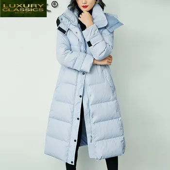Chaqueta larga de plumón de Invierno para mujer, Parkas coreanas con capucha de plumón de pato blanco 90%, moda para mujer LW4761 2021