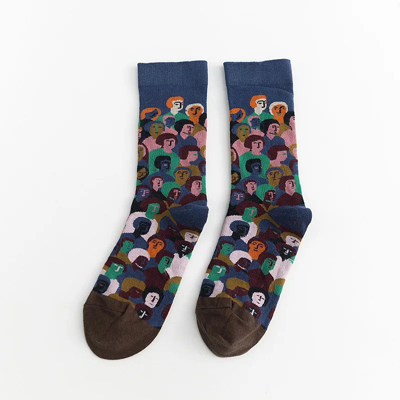 Осенние новые хлопковые женские хлопковые носки Модные дышащие дезодоранты с принтом модные короткие счастливые женские носки с дикими персонажами