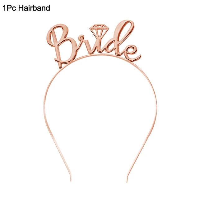 Wedding Decoration Bridal Shower Veil Team Bride To Be Satin Sash Balloon Bachelorette Party Girl Hen Party Decoration Supplies Rose gold hairband