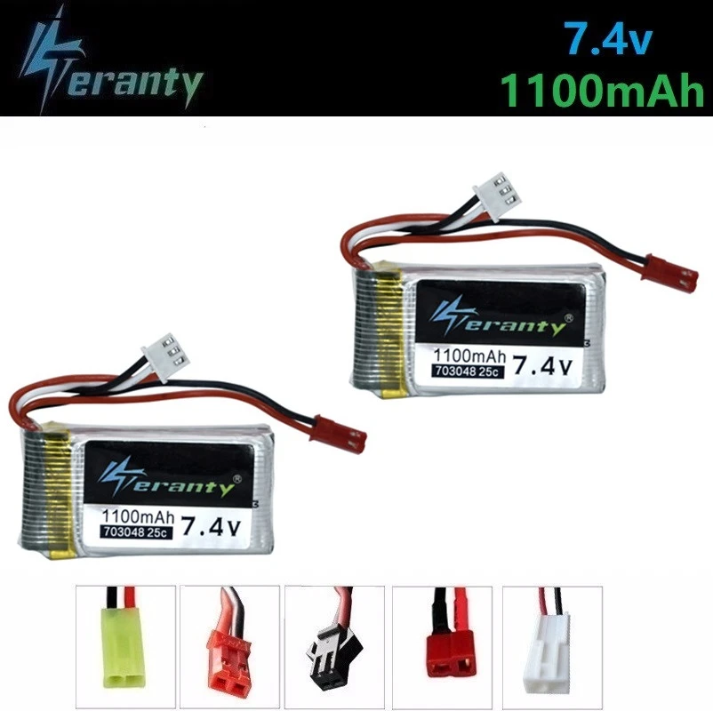 7 4 v 1100mah 703048 Lipo батарея для MJXRC X600 U829A U829X F46 X601H JXD391 FT007 RC игрушки V 1000mAh 2шт|Детали и