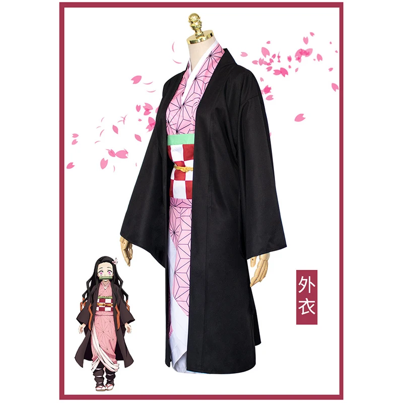 Anime-Demon-Slayer-Kimetsu-no-Yaiba-Cosplay-Costume-Kamado-Nezuko-Kimono-Dress-Uniform-Synthetic-Hair-Wigs (2)