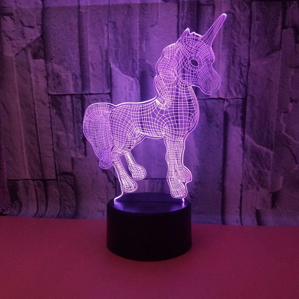 

New Style Unicorn 3D Night Lamp Colorful Touch Control Remote Control 3D LED Desk Lamp Touch Colorful 3D Small Table Lamp