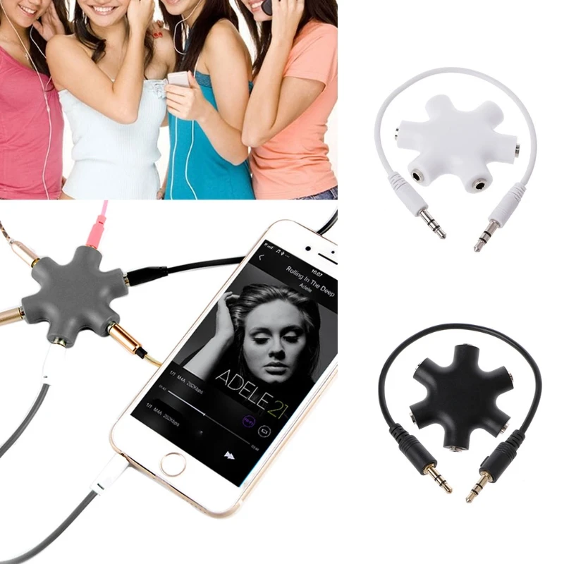 

3.5mm Splitter Hexagon 1 Male To 5 Female Headphone Earphone Share Distributor