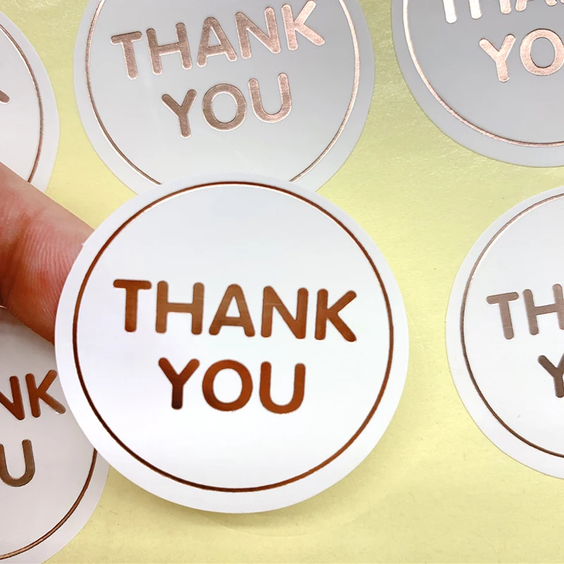 

80pcs/pack Round White Bottom For Decorative Gift Stationery Paper Label Adhesive Thank You Sealer