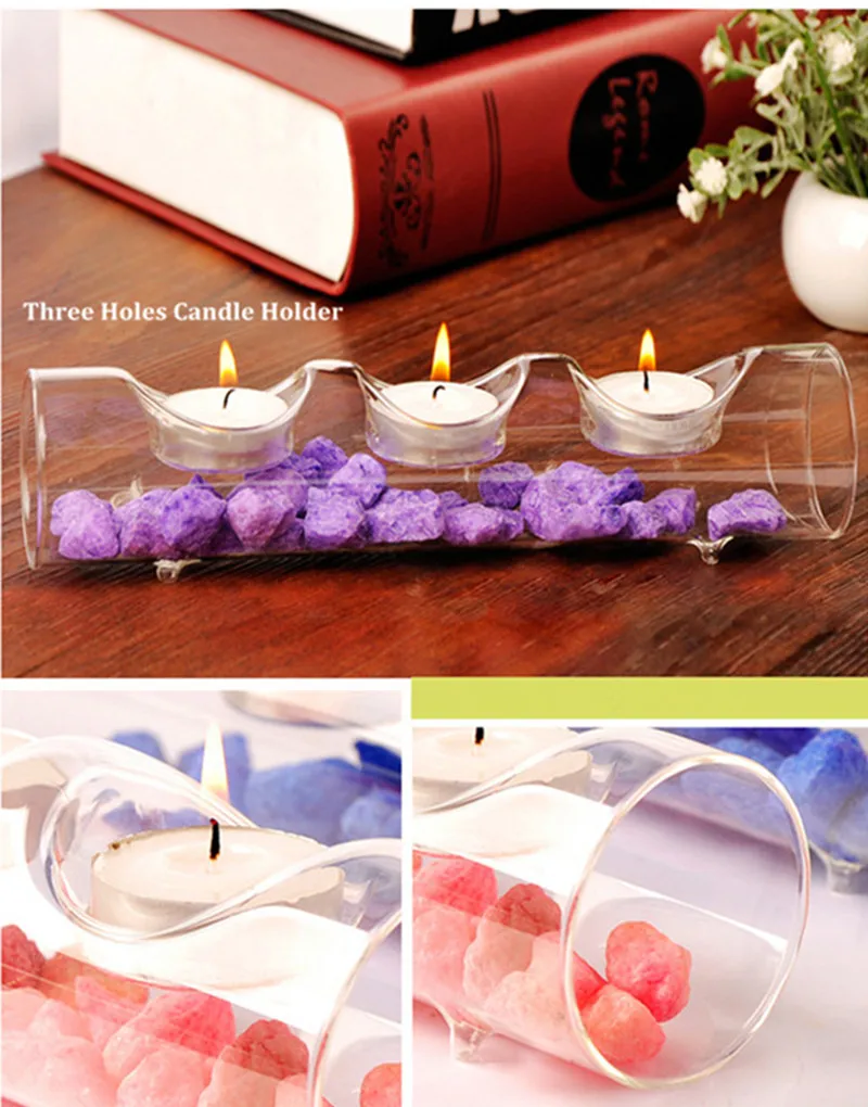 Candlelight Dinner Romance Two Holes Glass Candle Holder Home Decoration Wedding Event Decorative Props Friend Gift