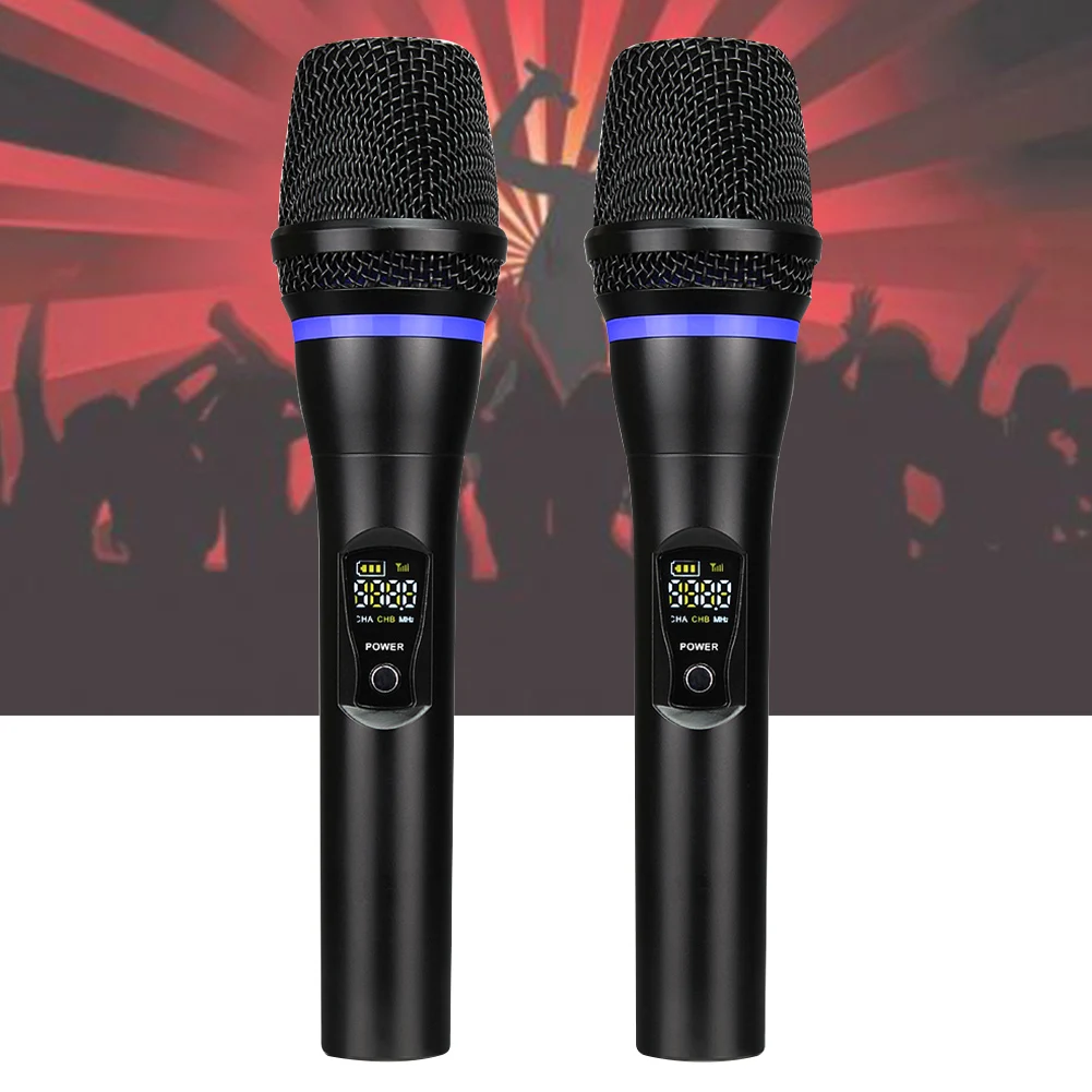 

Microphone Set Wireless UHF With Display KTV Party Dual Rechargeable Bluetooth Dynamic Karaoke Church Handheld Professional