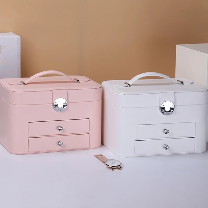 

Jewelry Box Large Capacity Jewelry Organizer Multi-Layer Makeup Case Multi-Functional Necklace Rings Jewelry Boxes
