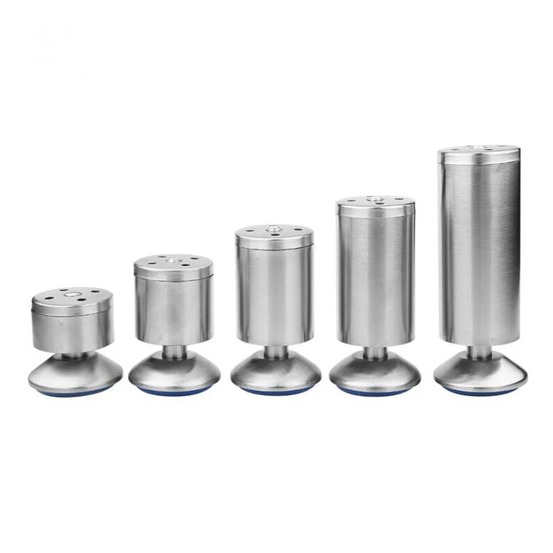  4pcs/set Height Adjustable Furniture Legs Feet Silver Stainless Steel Table Bed Sofa Level Feet Cab