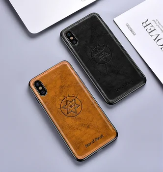 

Star of David leather case For iphone Xs Max XR XS X cover soft frame Leather phone case