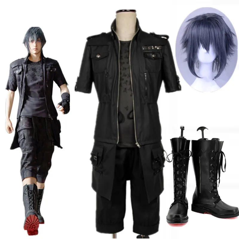 

Final Cosplay Fantasy XV Noctis Lucis Caelum Cosplay Costume shoes Outfit Coat Gloves Pants T-shirt Halloween party Costume