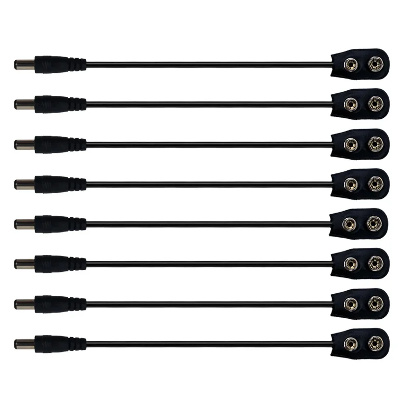 9V Battery Clip Converter Power Cables Snap Connector DC 2.1 5.5mm Plug For Guitar Effect Pedal Power Supply Cable guitar effect power supply 11 channel output effector power supply electric guitar parts accessories pedal 10 isolated dc output