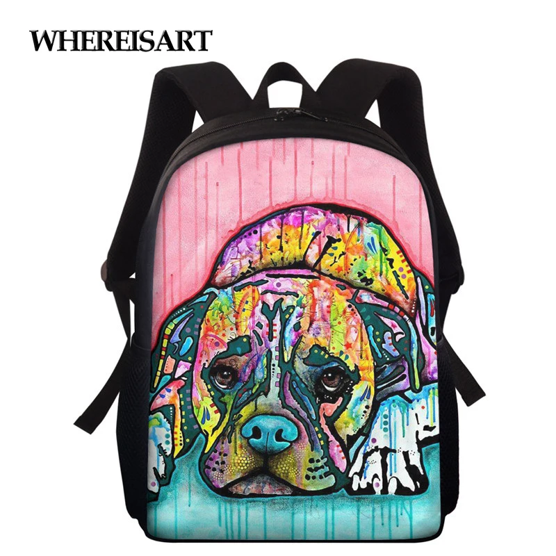 

WHEREISART Colorful Animal School Bags Golden Retriever Printed Children Bookbag Cute Dog/Cat Kindergarten Baby Backpack