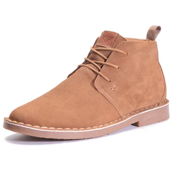 

Mens Casual Chelsea Ankle Boots Waterproof Hand Stitching Comfort Soft Leather Ankle Boots Lace-up Shoes