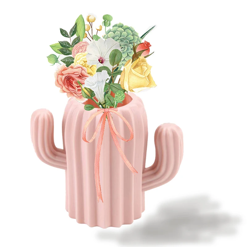 

Cactus Pencil Holder Multifunction Makeup Brush Holder Cactus Vase Office Desk Decor Organizer Pen StorageBoxes & Bins Flowerpot