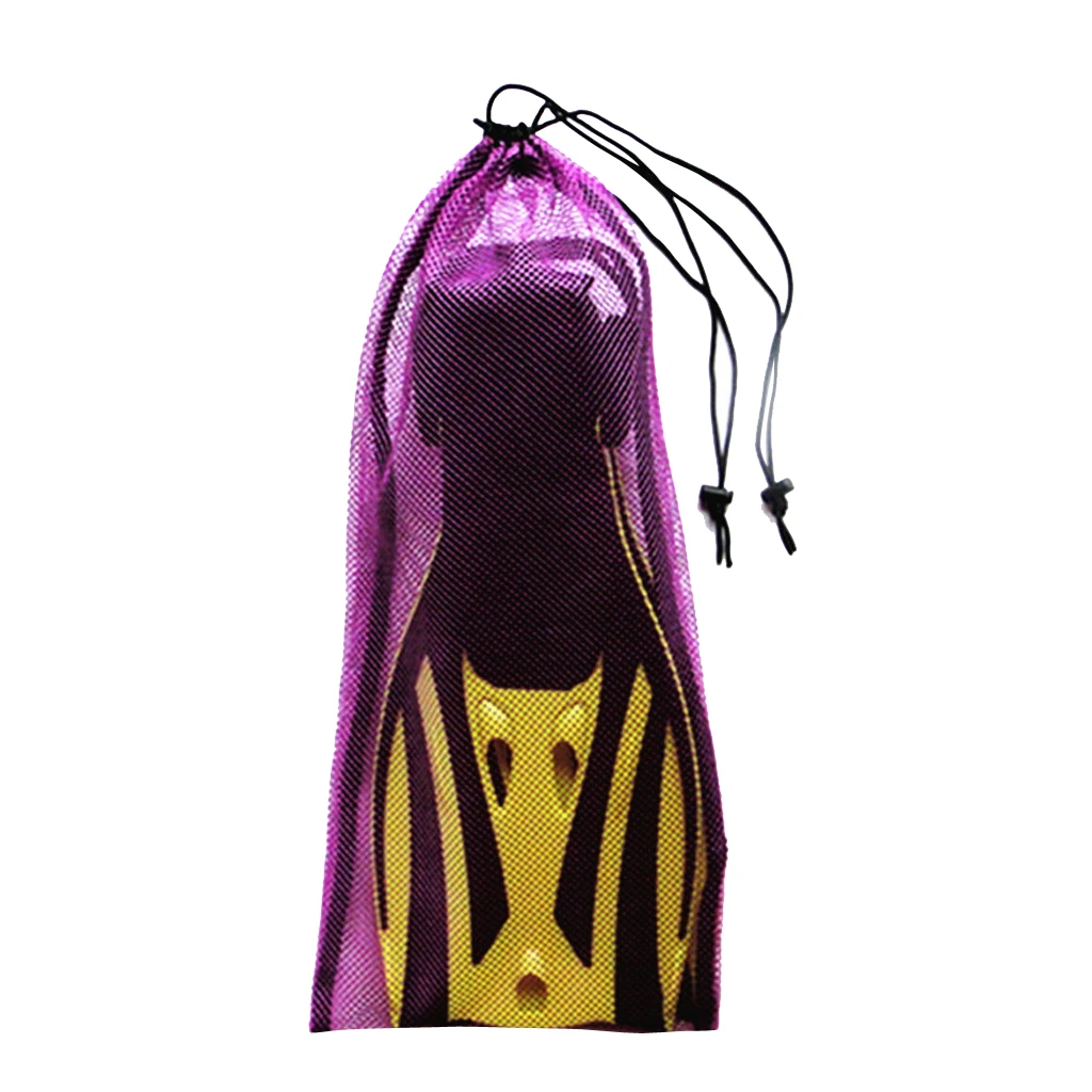 Scuba Snorkeling Diving Gear Fins Mask Goggles Dive Snorkel Swim Beach Drawstring Mesh Bag - Multi Color