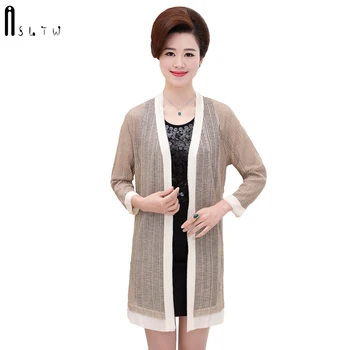 

ASLTW Sunscreen Cardigan Summer Thin Sweater For Women Casual Patchwork Women Sweaters Knitted Long Cardigan Female