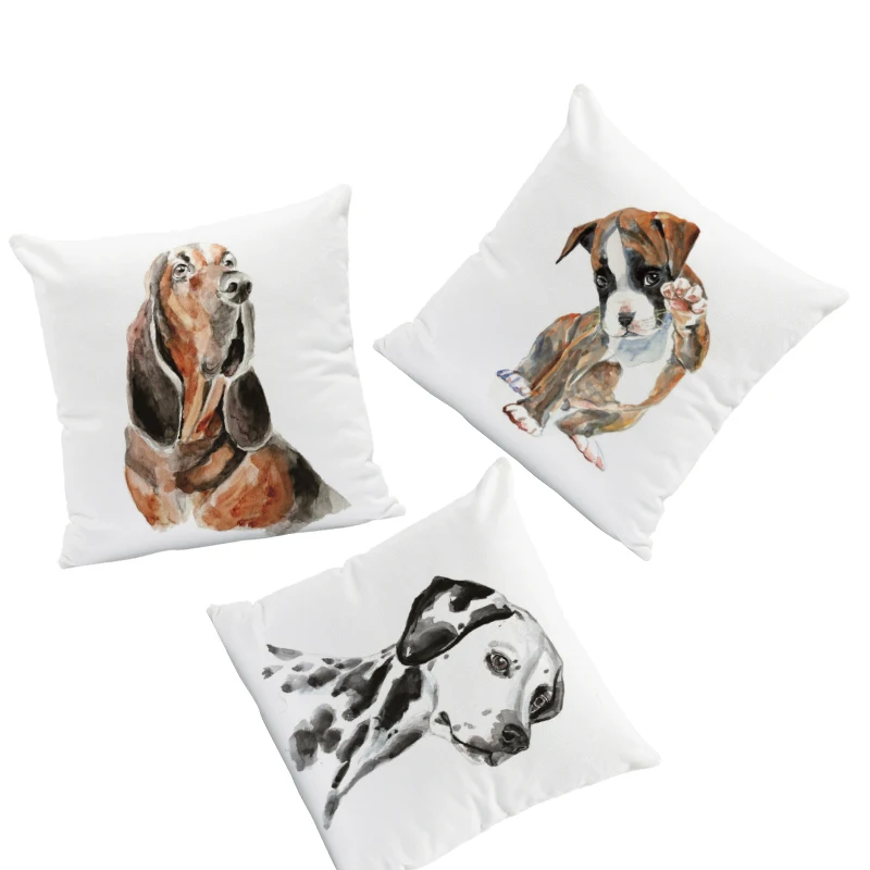 

Cute Animal Dog Pillowcase Golden Blood Retriever Pug Sofa Decoration Cushion Cover Dalmatian Labrador Boston Terrier Pillow