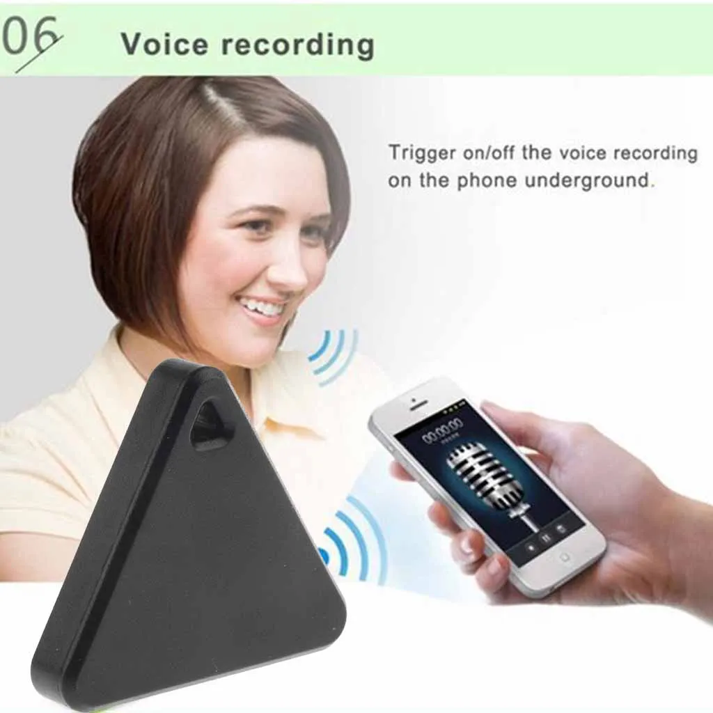 Black Smart Key Finder Anti-lost Tag Mini Bluetooth Pet Tracking Alarm GPS Locator Triangle