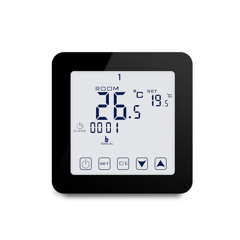 HY08BW Digital Electric Heating Press Screen Thermostat Programmable Thermoregulator Control Wall Mounted Black|Thermostats & Parts| - AliExpress