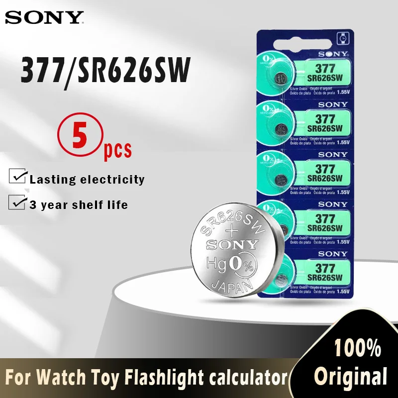 5 шт. 100% оригинал 1 55 в 377 377A SR626SW SR626 AG4 LR626 SR66 AG | Электроника