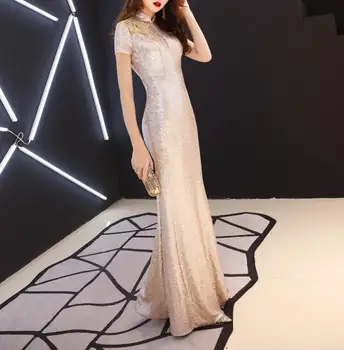 

Sequined Long Dress Top Quality Sexy Elegant Fashion Ngiht CLub Bodycon Evening Party Dresses