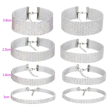 Crystal Rhinestone Choker Necklace Women Wedding Accessories Silver Color Chain Punk Gothic Chokers Jewelry Collier Femme 5