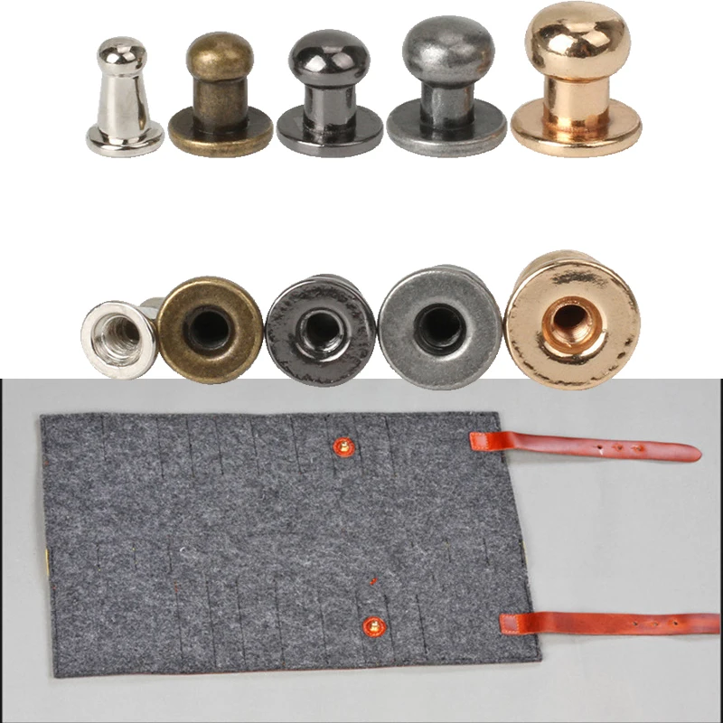 Metal Alloy Knob Screw Rivets Studs DIY Crafts Leather Belt Watchband Round Monk Head Rivets Spikes Decor Nail Buckles 10Sets