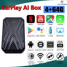 Reproductor multimedia 4K con Android para coche, CarPlay inalámbrico con reproductor multimedia, vídeo, IA, 4 + 64G, Mirror Link, Youtube