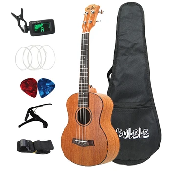 

26 Inch Ukulele Set 19 Fret Tenor Mahogany Wood Ukulele Hawaii 4 String Mini Guitar Metal Pegs