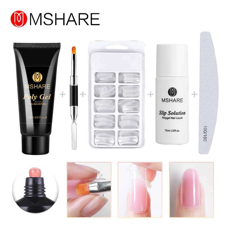 Pink 011 MSHARE поли гель набор 5 шт. розовый, белый, прозрачный быстрое наращивание ногтей камуфляж УФ светодиодный гель - Цвет: Pink 011